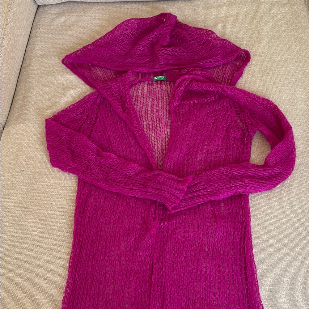 United Colors Of Benetton Magenta Hooded Cardigan 50-moxer 50- poliamid